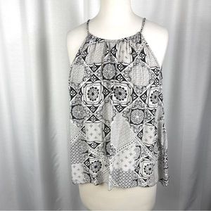 Joie Silk Black White Bandana Print Halter Top S